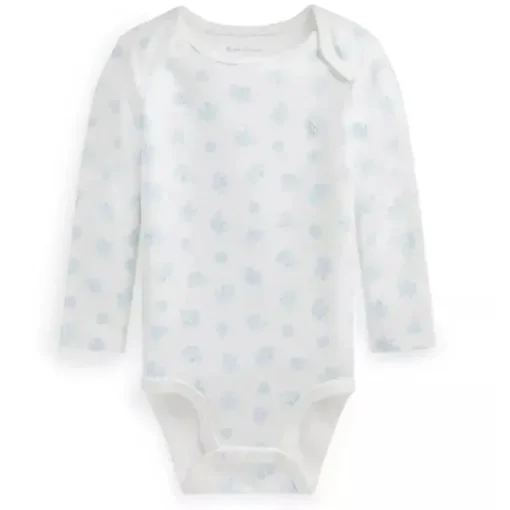 Body Polo Ralph Lauren Baby - Manga Longa Algodão Orgânico Interlock Malha, Azul