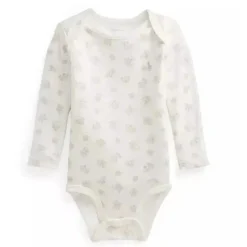 Body Polo Ralph Lauren Baby - Manga Longa Algodão Orgânico Interlock Malha, Cinza