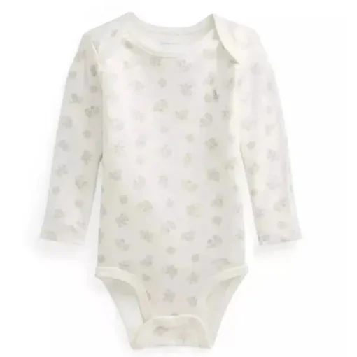 Body Polo Ralph Lauren Baby - Manga Longa Algodão Orgânico Interlock Malha, Cinza