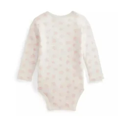 Body Polo Ralph Lauren Baby - Manga Longa Algodão Orgânico Interlock Malha, Rosa