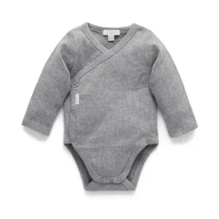 Body Pure Baby - Baby Pointelle Neutro Manga Longa Envoltório, Fumê Melange
