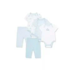 Body Safári Little Me Safari 5 peças com conjunto de calças - azul
