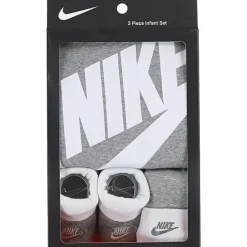 Body unissex Nike para bebê, gorro e botinhas cinza, conjunto