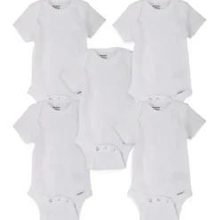 Bodysuits de manga curta Gerber - 5Pk, branco