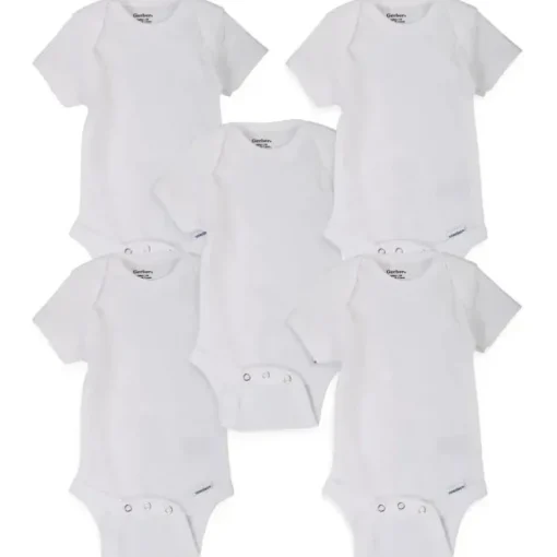 Bodysuits de manga curta Gerber - 5Pk, branco