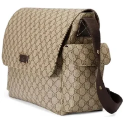 Bolsa de fraldas Gucci Supreme com trocador, bege