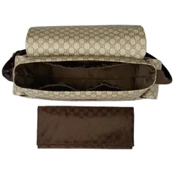 Bolsa de fraldas Gucci Supreme com trocador, bege