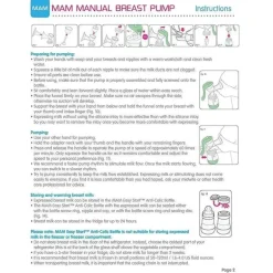 Bomba de mama manual Mam, bomba de mama portátil com mamadeira anti-cólica de início fácil, inclui 2 bicos de mamadeira, unissex