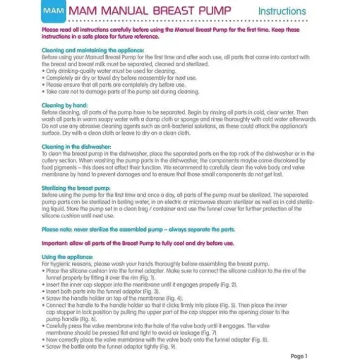 Bomba de mama manual Mam, bomba de mama portátil com mamadeira anti-cólica de início fácil, inclui 2 bicos de mamadeira, unissex