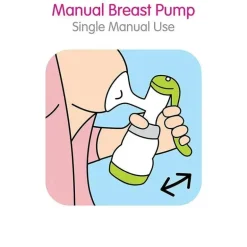 Bomba de mama manual Mam, bomba de mama portátil com mamadeira anti-cólica de início fácil, inclui 2 bicos de mamadeira, unissex