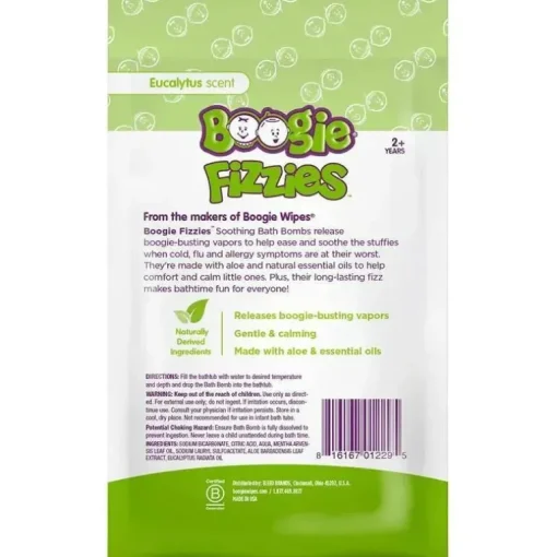 Boogie Wipes - 5Pk Fizzies Baby Bath Bombs, Eucalipto