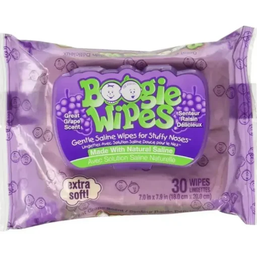 Boogie Wipes - Toalhetes de nariz salinos de 30 ct, uva
