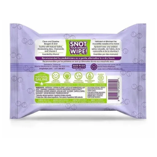 Boogie Wipes Natural Saline, Aloe &amp; Vitamina E 1pk (30 ct)