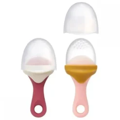 Boon - Alimentador de bebê de silicone PULP - pacote com 2, rosa e malva