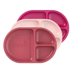 Boon - Conjunto de placas divididas inquebráveis ​​de silicone CHOW ™ para crianças - rosa multicolorido