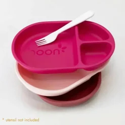 Boon - Conjunto de placas divididas inquebráveis ​​de silicone CHOW ™ para crianças - rosa multicolorido