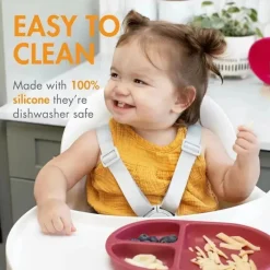 Boon - Conjunto de placas divididas inquebráveis ​​de silicone CHOW ™ para crianças - rosa multicolorido