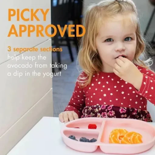 Boon - Conjunto de placas divididas inquebráveis ​​de silicone CHOW ™ para crianças - rosa multicolorido