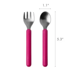 Boon - Conjunto de utensílios infantis de aço inoxidável CHOW ™, rosa