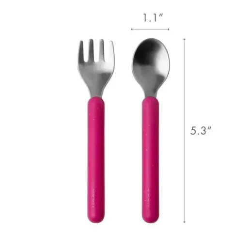 Boon - Conjunto de utensílios infantis de aço inoxidável CHOW ™, rosa