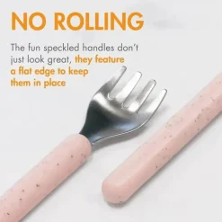 Boon - Conjunto de utensílios infantis de aço inoxidável CHOW ™, rosa