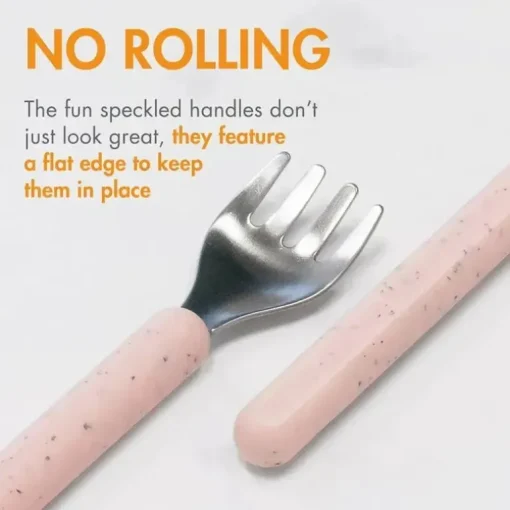 Boon - Conjunto de utensílios infantis de aço inoxidável CHOW ™, rosa