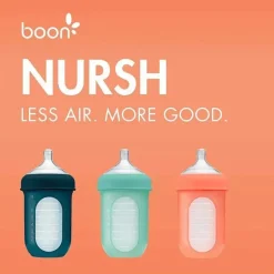 Boon - Garrafa de silicone 3Pk Nursh 8 onças, menta/melão/marinho