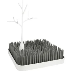 Boon - Rack de secagem de mamadeiras combinado grama cinza e branco galho
