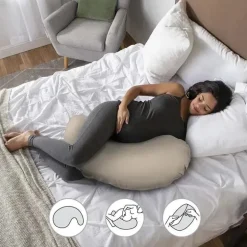 Boppy - Almofada Cuddle para Gravidez com Capa Removível 100% Algodão Orgânico, Biscoito