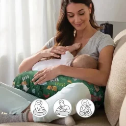 Boppy - Almofada de enfermagem com capa removível, lavável na máquina, Green Farm