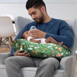 Boppy - Almofada de enfermagem com capa removível, lavável na máquina, Green Farm
