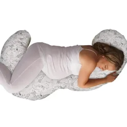 Boppy - Almofada de gravidez de corpo inteiro com capa, folhas espalhadas cinza