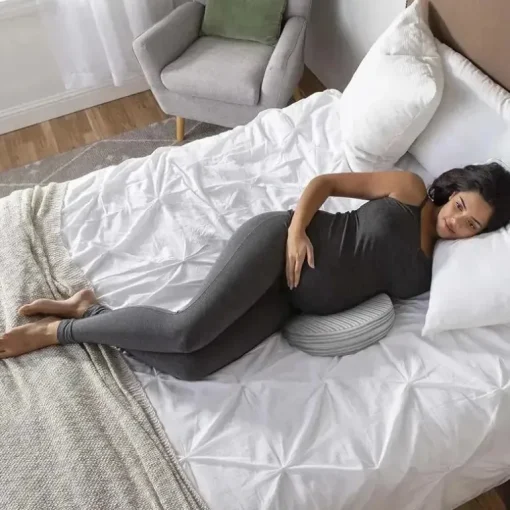 Boppy - Almofada para gravidez em cunha com capa, listra cinza
