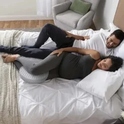 Boppy - Almofada para gravidez em cunha com capa, listra cinza