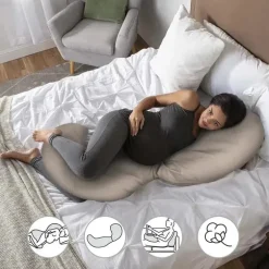 Boppy - Almofada Total Body para Gravidez com Algodão Orgânico, Biscoito