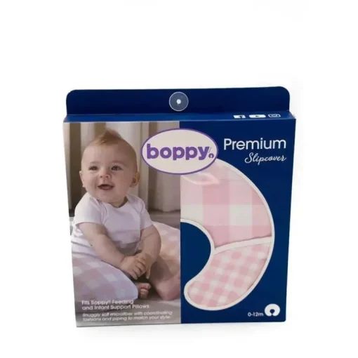 Boppy - Capa de travesseiro, xadrez gigante rosa/branco