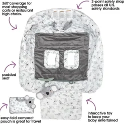 Boppy - Carrinho de compras e capa para cadeira alta com bolsa de armazenamento, coala verde cinza
