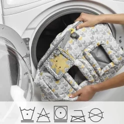 Boppy - Carrinho de compras e capa para cadeira alta, Chevron amarelo sol e cinza com SlideLine mutável e cinto de segurança