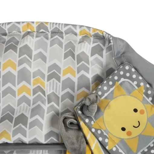 Boppy - Carrinho de compras e capa para cadeira alta, Chevron amarelo sol e cinza com SlideLine mutável e cinto de segurança