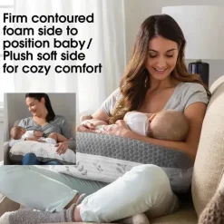 Boppy - Melhor Travesseiro Travesseiro de Enfermagem Cinza Pennydot Folha Listra