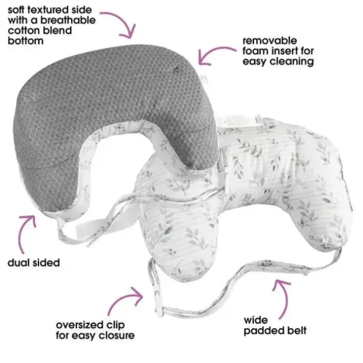 Boppy - Melhor Travesseiro Travesseiro de Enfermagem Cinza Pennydot Folha Listra