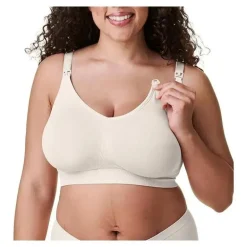 Bravado - sutiã de amamentação sem costura de seda corporal tamanhos de copo completo, branco antigo, médio