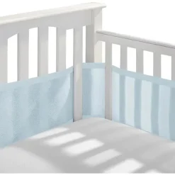 BreathableBaby - Forro de berço de malha respirável clássico, azul claro
