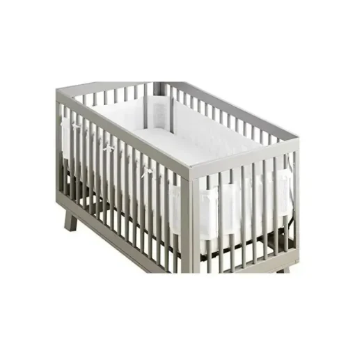 BreathableBaby - Forro de berço de malha respirável de luxo, babado branco