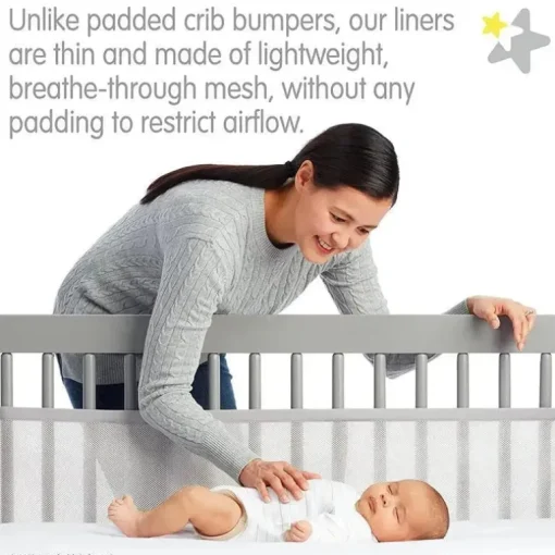 BreathableBaby - Forro de berço de malha respirável clássico, cinza