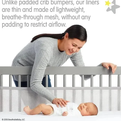 BreathableBaby - Forro de berço de malha respirável clássico, rosa claro