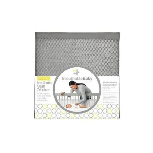 BreathableBaby - Forro de berço de malha respirável clássico, Pacific Elephant Grey