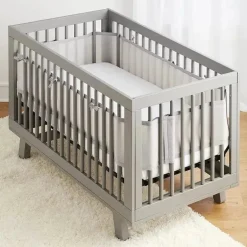 BreathableBaby - Forro de berço de malha respirável clássico, cinza