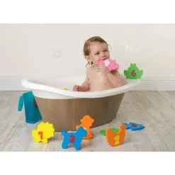 Brinquedos de banho e bolsa para bebês Clevamama