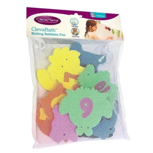 Brinquedos de banho e bolsa para bebês Clevamama